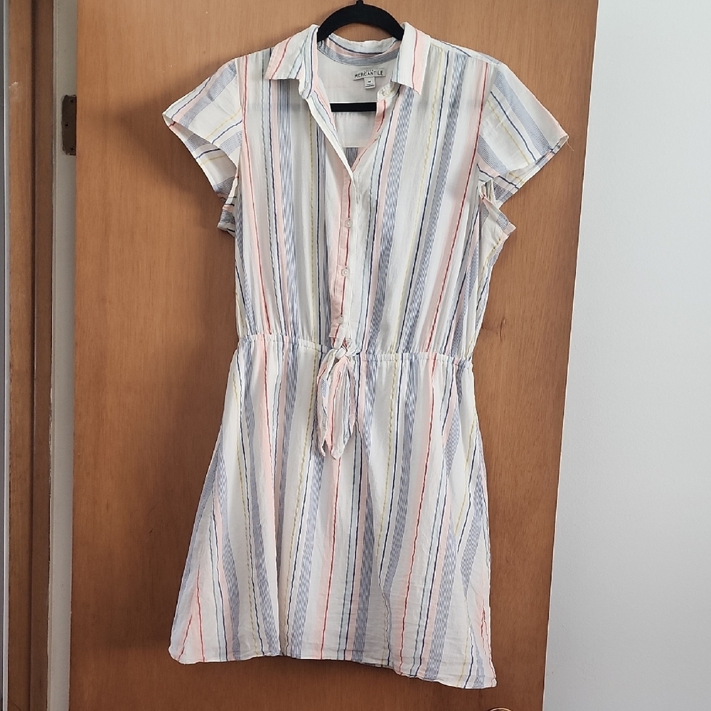J. Crew Pink and Blue Mini Sundress with Flutter Sleeves